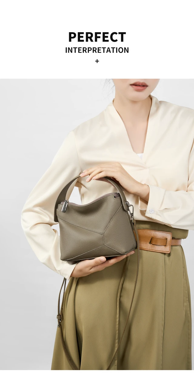 Alt view image 3 of 4 - Genuine Leather Women Purses and Handbags Grey