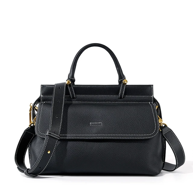 Main image of Genuine Leather Women Western Shoulder Handbag Black