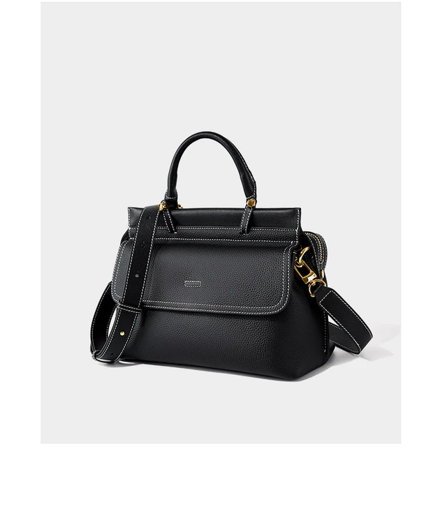 Alt view image 4 of 4 - Genuine Leather Women Western Shoulder Handbag Black
