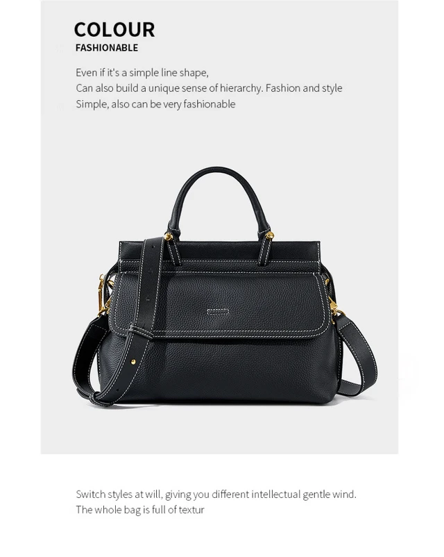 Alt view image 3 of 4 - Genuine Leather Women Western Shoulder Handbag Black