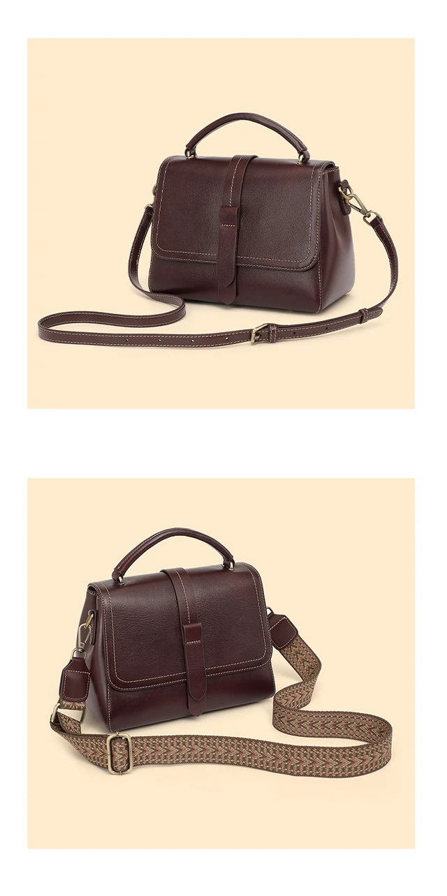 Alt view image 6 of 6 - Women Genuine Leather Tote Bags Purses And Handbags Brown
