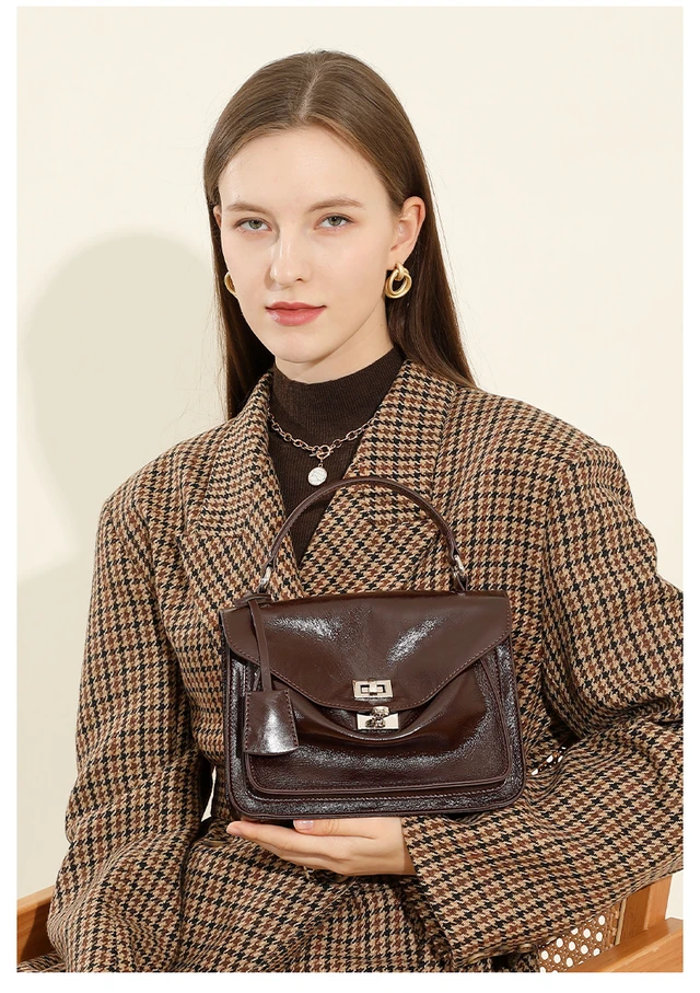 Alt view image 2 of 4 - Genuine Leather Women Shoulder Handbag Tote Hobo Purses Handbag Brown
