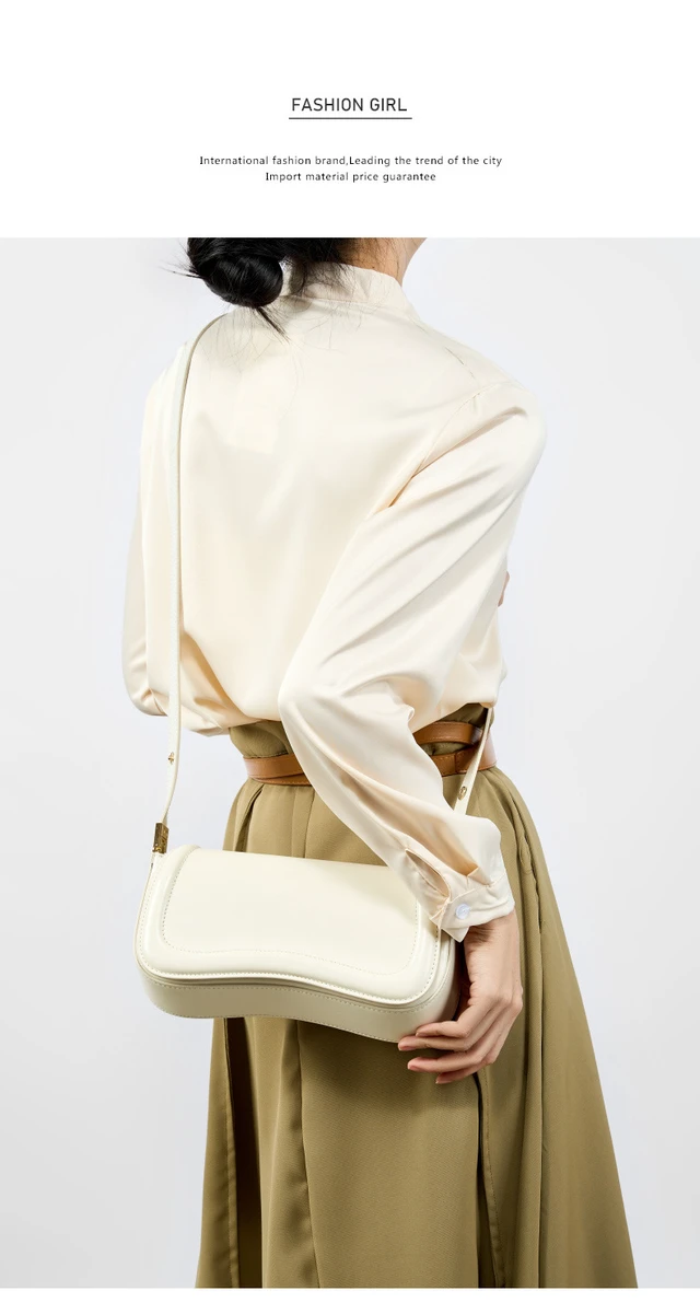 Alt view image 4 of 6 - Genuine Leather Ladies' Crossbody Bag White