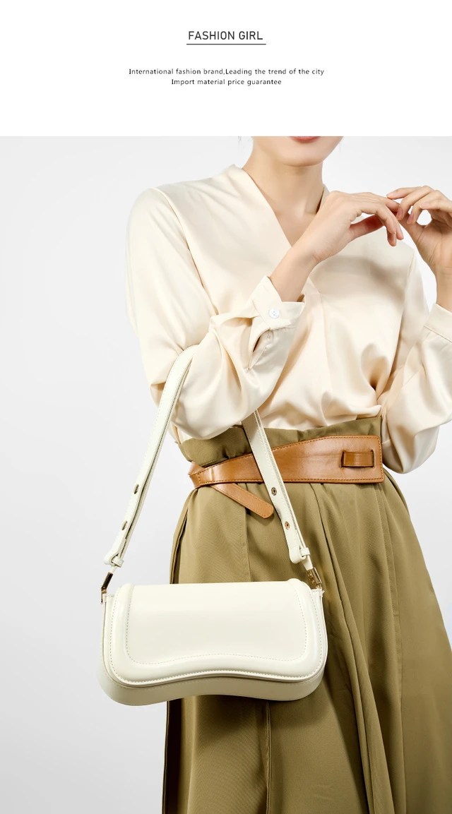 Alt view image 2 of 6 - Genuine Leather Ladies' Crossbody Bag White