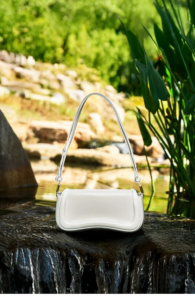 Alt view image 5 of 6 - Genuine Leather Ladies' Crossbody Bag White