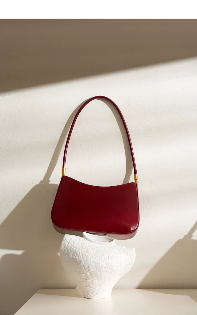 Alt view image 3 of 4 - Genuine Leather Women's Tote Bag Red