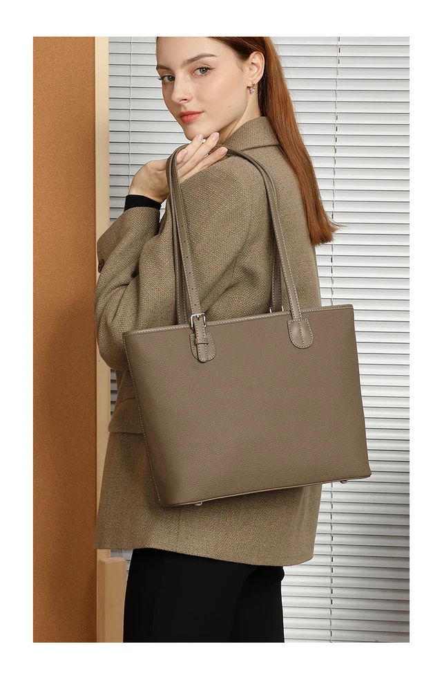 Alt view image 2 of 4 - Genuine Leather Women Shoulder Bag Grey