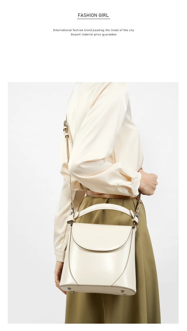 Alt view image 6 of 6 - Genuine Leather Women Crossbody Bag Mini Bag White