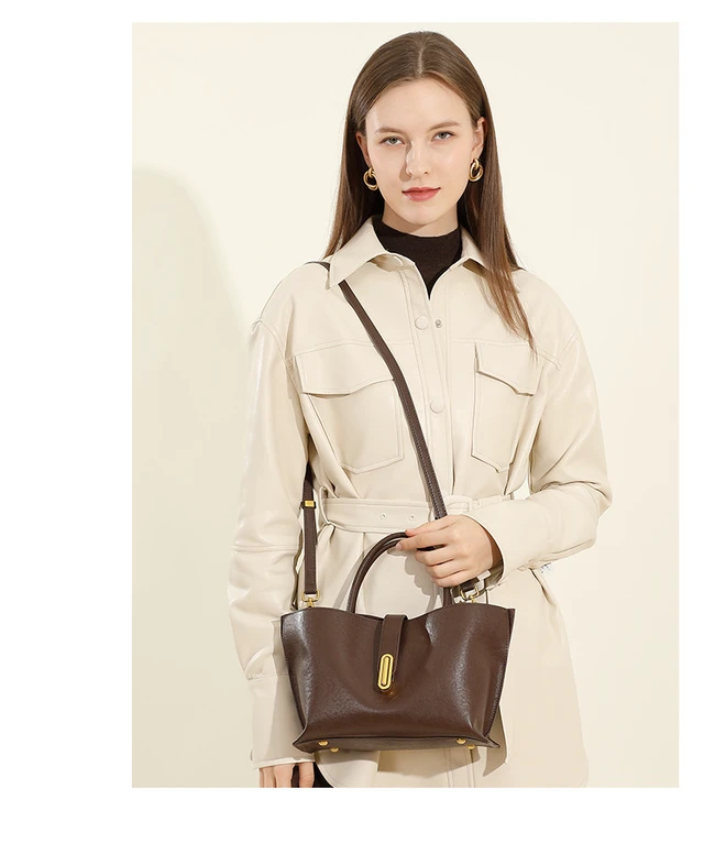 Alt view image 4 of 5 - Genuine Leather Women Crossbody Bags Women's Tote Shoulder Bag Brown