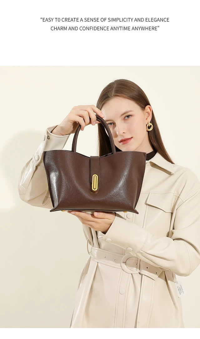 Alt view image 3 of 5 - Genuine Leather Women Crossbody Bags Women's Tote Shoulder Bag Brown