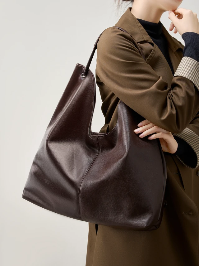 Alt view image 4 of 6 - Genuine Leather Women Satchel Bags Handle Shoulder Handbags Brown