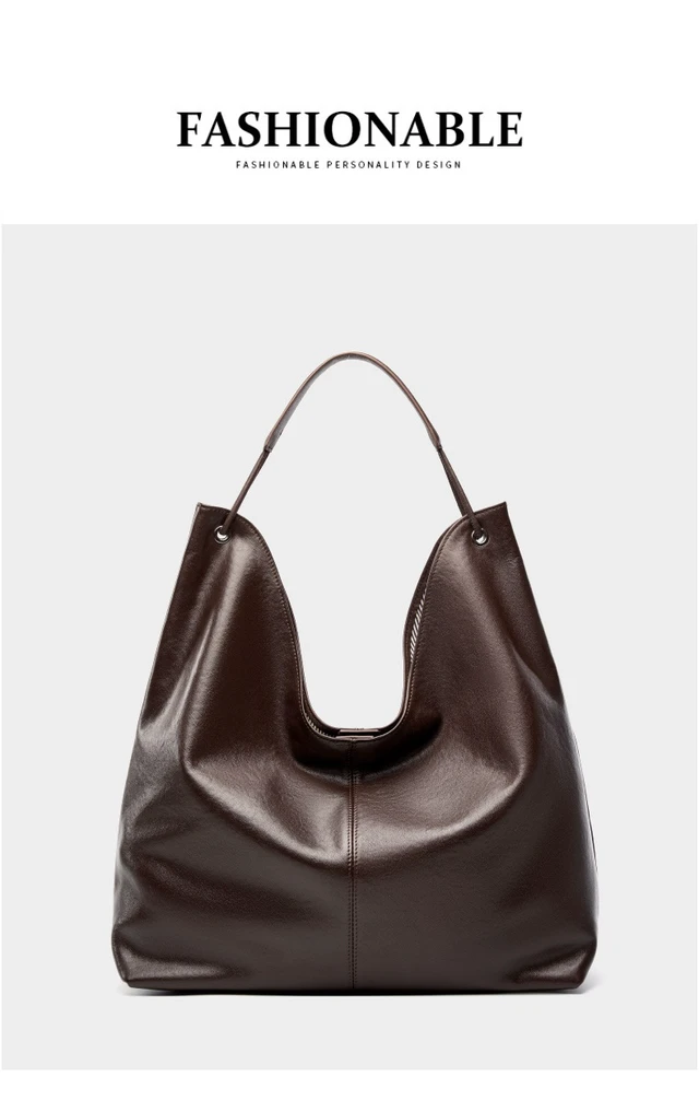Alt view image 5 of 6 - Genuine Leather Women Satchel Bags Handle Shoulder Handbags Brown