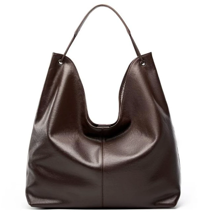 Main image of Genuine Leather Women Satchel Bags Handle Shoulder Handbags Brown