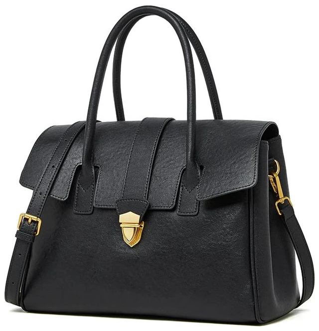 Main image of Genuine Leather Women Handbag and Shoulder Bag Black