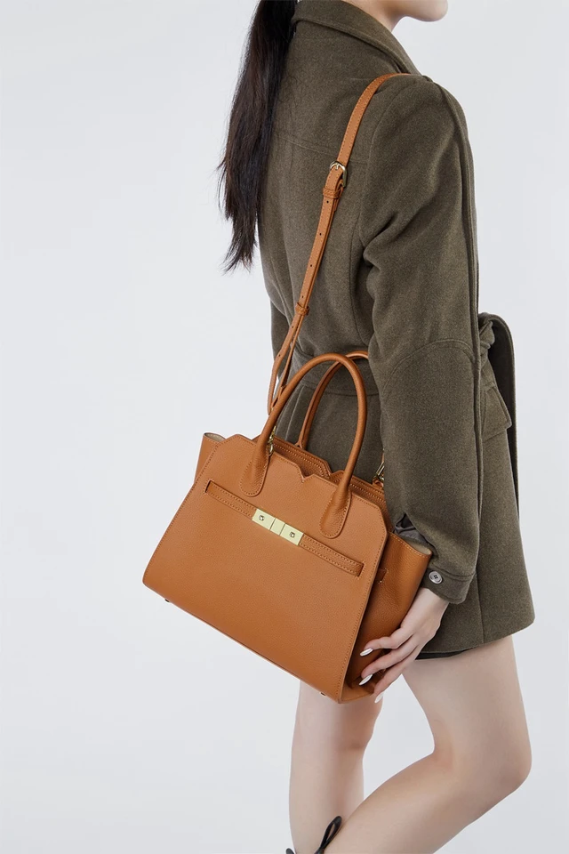 Alt view image 3 of 4 - Genuine Leather Women Shoulder Handbag Ladies Crossbody Purse Brown