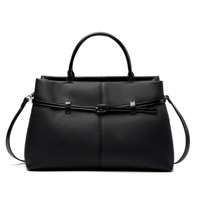 Main image of Genuine Leather Women Large Casual Handbag Black