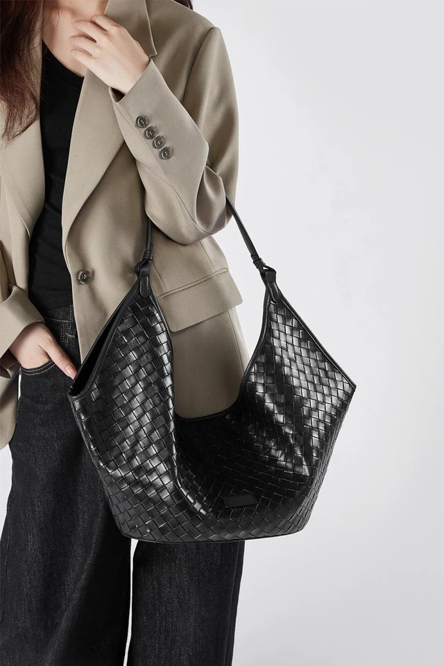 Alt view image 3 of 5 - Genuine Leather Women Handbags Black