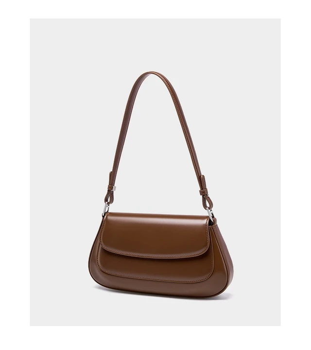Alt view image 3 of 5 - Genuine Leather Boston Shell Bag Shoulder Cross Shoulder Handbag Brown