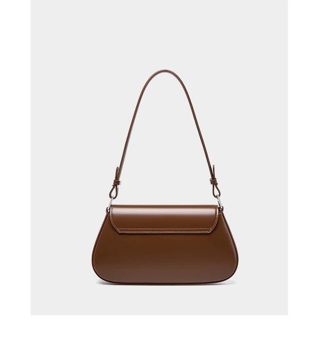 Alt view image 5 of 5 - Genuine Leather Boston Shell Bag Shoulder Cross Shoulder Handbag Brown