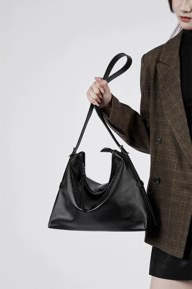Alt view image 4 of 6 - Genuine Leather Women Tote Bag Handbags Black