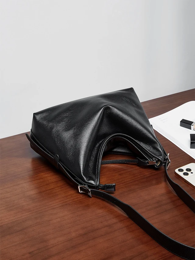 Alt view image 5 of 6 - Genuine Leather Women Tote Bag Handbags Black