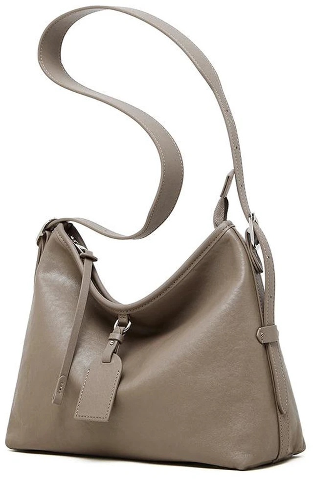 Main image of Genuine Leather Satchel Handbag for Women Vintage Handmade Shoulder Bag Grey