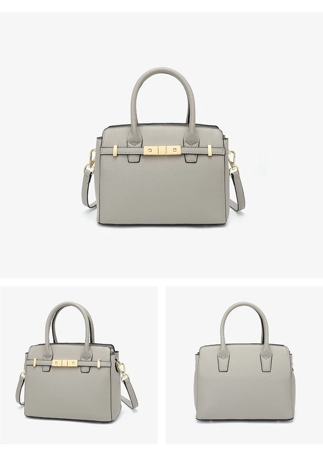Alt view image 2 of 2 - Genuine Leather Womens Purses and Handbags Shoulder Bag Grey