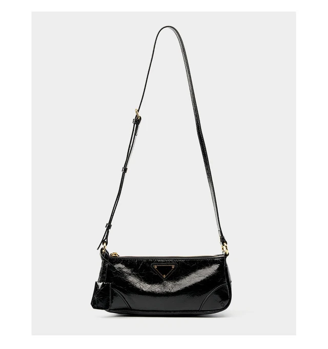 Alt view image 6 of 6 - Genuine Leather Women Trendy Cresent Shoulder Bag Hobo Handbags Black