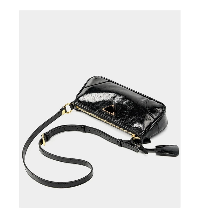 Alt view image 3 of 6 - Genuine Leather Women Trendy Cresent Shoulder Bag Hobo Handbags Black