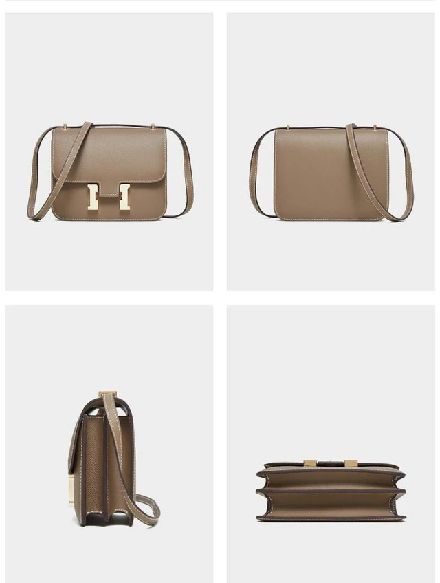 Alt view image 3 of 3 - Genuine Leather Women Shoulder Purses and Handbags Grey