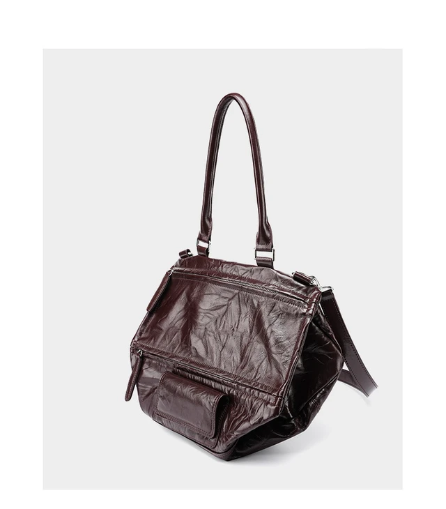 Alt view image 7 of 7 - Genuine Leather Ladies' Shoulder Bag Brown