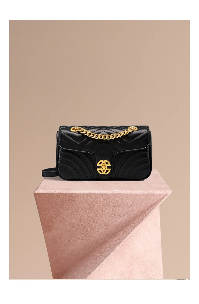 Alt view image 4 of 6 - Genuine Leather Fashion Women's Handbag Messenger Bag Black