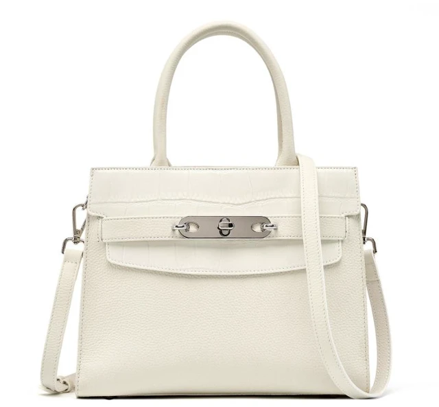 Main image of Genuine Leather Women's Bag Vintage Handbag White