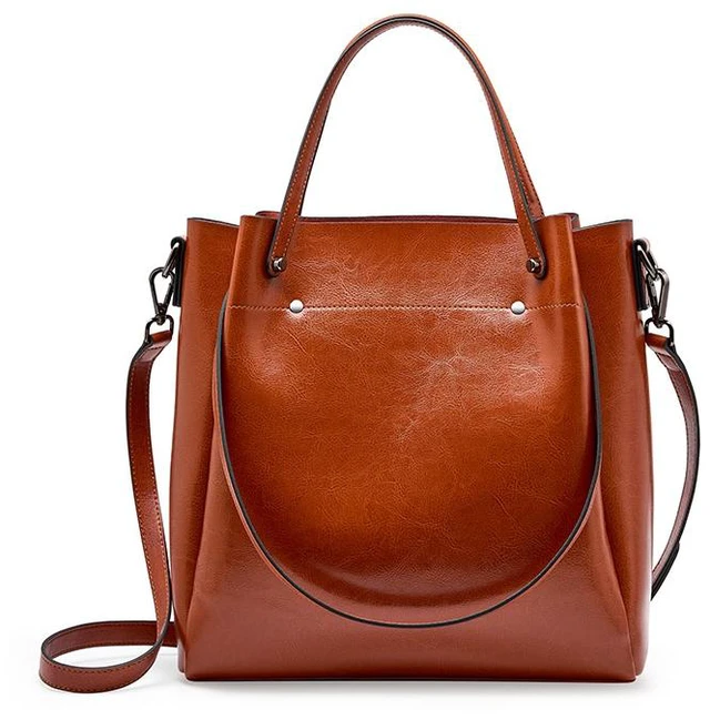 Main image of Genuine Leather Fashion Retro Messenger Bag Women's Handbag Brown