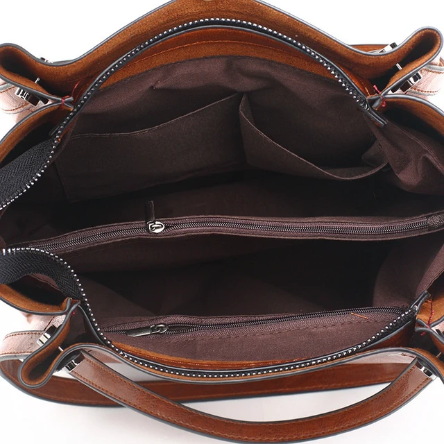 Alt view image 4 of 4 - Genuine Leather Fashion Retro Messenger Bag Women's Handbag Brown