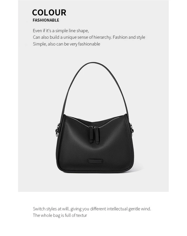 Alt view image 3 of 4 - Genuine Leather Hobo Shoulder Bag For Women Large Crossbody Bag Black