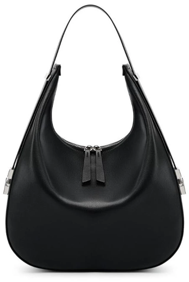 Main image of Genuine Leather Ladies'Crossbody Bag with Wide Strap Black