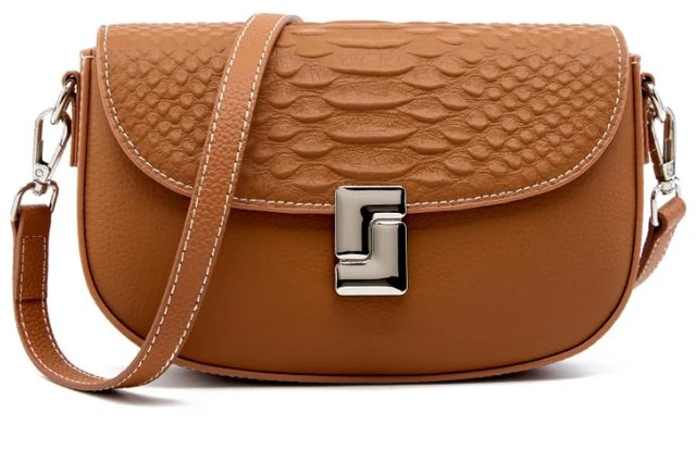 Main image of Ladies' Genuine Leather Crossbody Bag Large Capacity Small Square Bag Brown