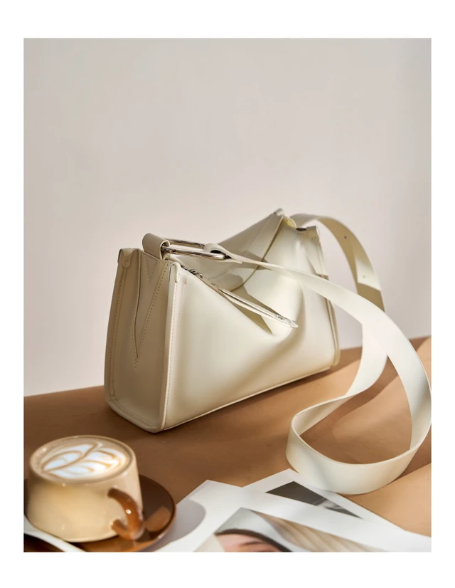 Alt view image 4 of 4 - Genuine Soft Leather Shoulder Tote Crossbody Purses Bucket Bags White