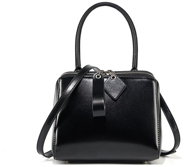 Main image of Genuine Leather Women Tote Bag Soft Handbags Vintage Shoulder Purses Black