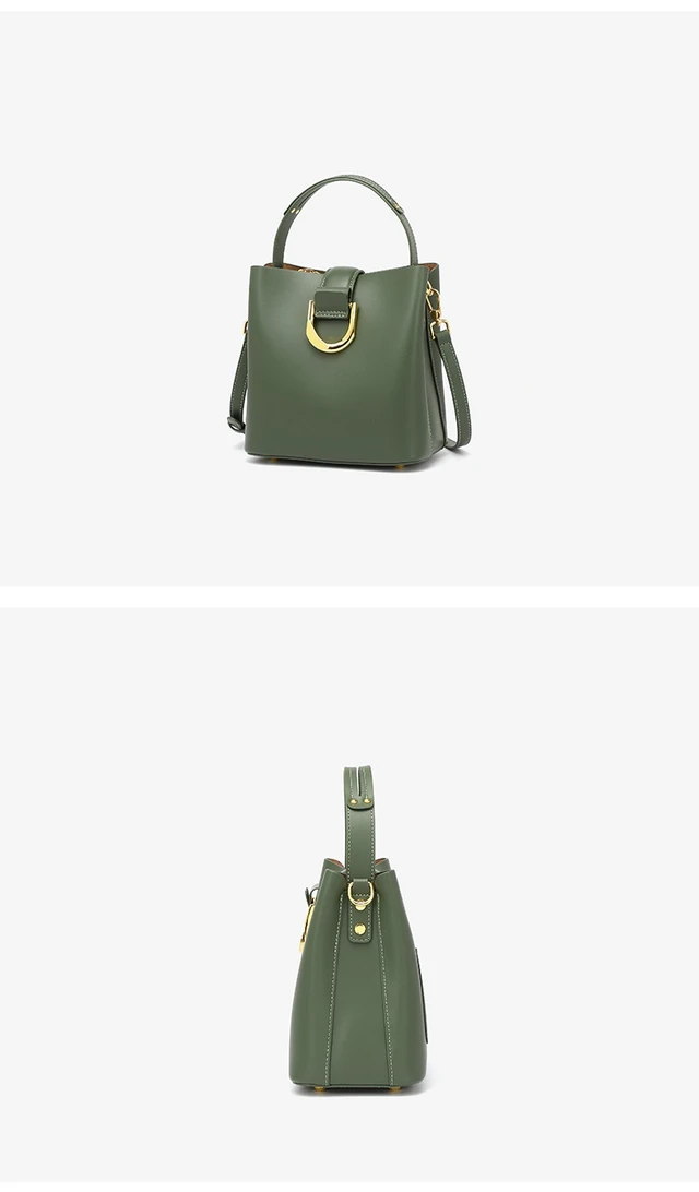 Alt view image 3 of 3 - Genuine Leather Large Capacity Crossbody Bag Green