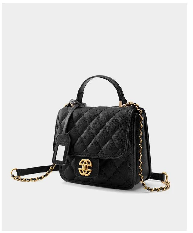 Alt view image 4 of 5 - Genuine Leather Crossbody Bags for Women Trendy Ladies Shoulder Purse Satchel HandBag with Chain Strap Black