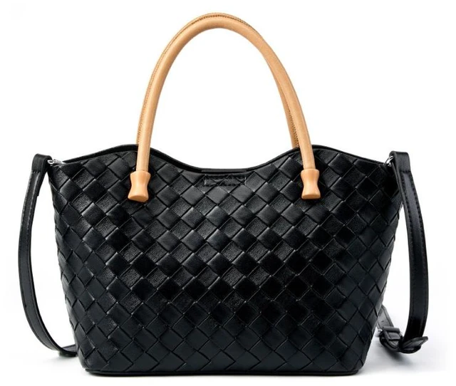 Main image of Genuine Leather Women's Handbag Ladies Shoulder Tote Bag Black