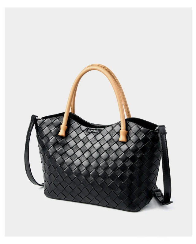 Alt view image 4 of 4 - Genuine Leather Women's Handbag Ladies Shoulder Tote Bag Black