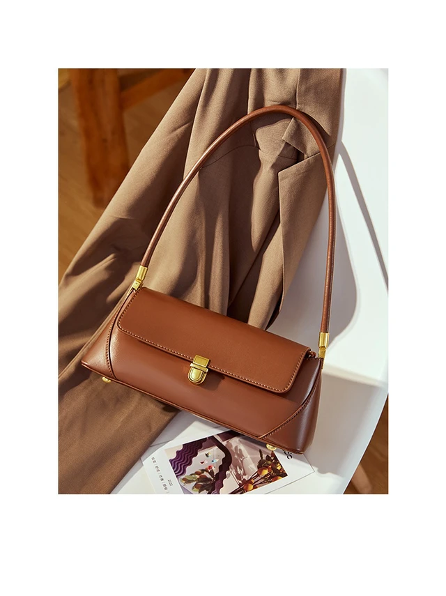 Alt view image 3 of 3 - Genuine Leather Fashion Platinum Bag Cross Shoulder Women's Handbag Brown