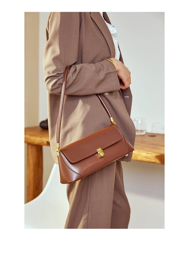 Alt view image 2 of 3 - Genuine Leather Fashion Platinum Bag Cross Shoulder Women's Handbag Brown