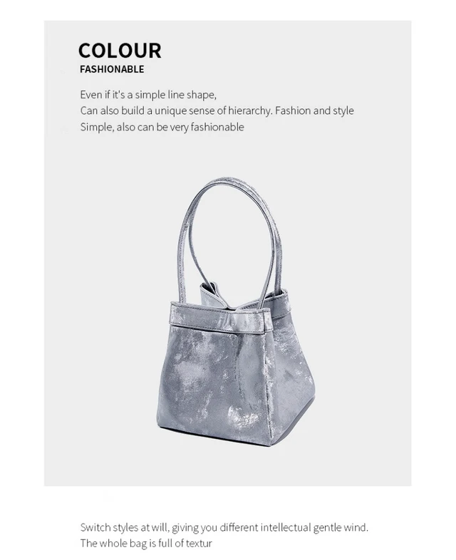 Alt view image 2 of 4 - Genuine Leather Fashion Women's Handbag Messenger Bag Silver