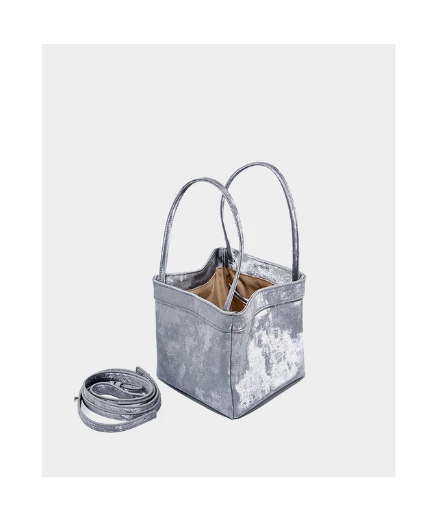 Alt view image 4 of 4 - Genuine Leather Fashion Women's Handbag Messenger Bag Silver