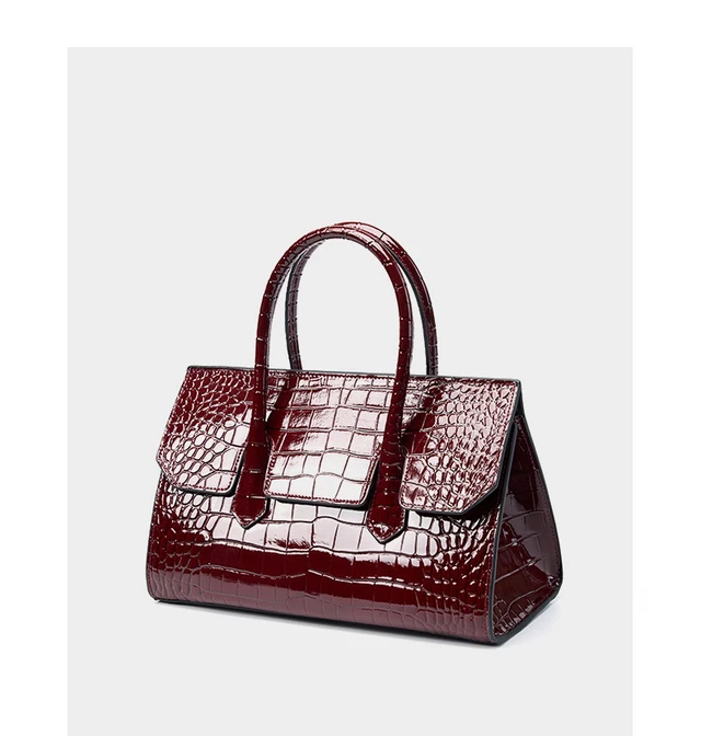 Alt view image 6 of 6 - Genuine Leather Women Tote Bag Shoulder Bag Red