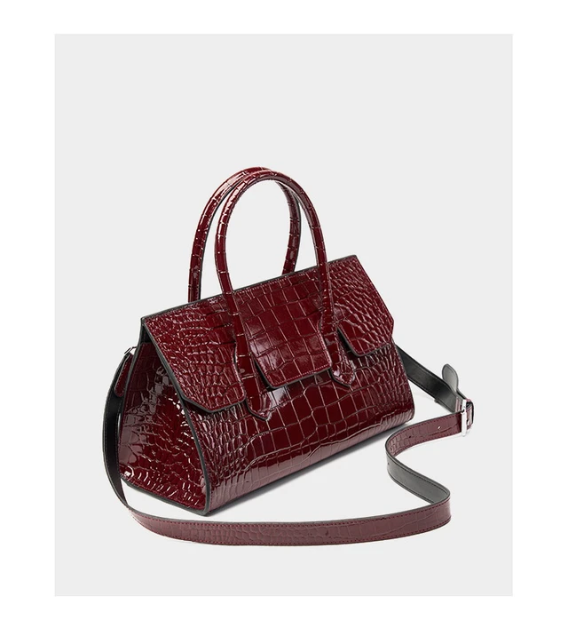 Alt view image 5 of 6 - Genuine Leather Women Tote Bag Shoulder Bag Red